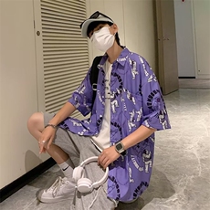 夏季日系潮流休闲衬衫七分袖衬衣港风痞帅M325-P30，男装衬衫，星座1109-3