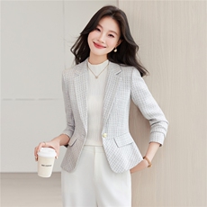 《档口现货》2026秋上新气质华夫格子通勤收腰西装小外套女，女装西装，苗苗