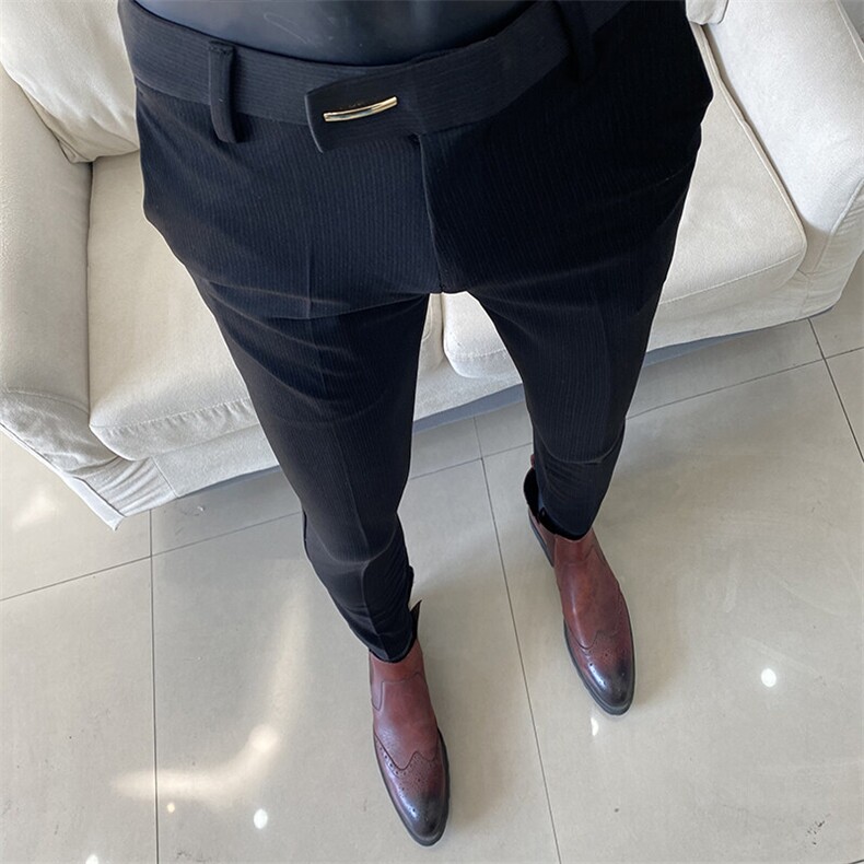 春季西裤男修身直筒高级感商务休闲裤男士裤长裤901九分9019—P55,男装休闲裤,电商B368