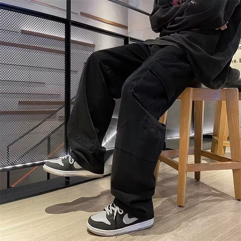 工装裤男高街潮牌直筒阔腿长裤夏秋季休闲百搭重磅宽松裤GU03/P44,男装工装外套,星座506