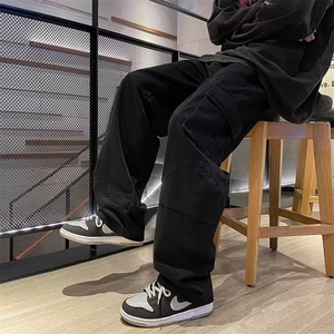 工装裤男高街潮牌直筒阔腿长裤夏秋季休闲百搭重磅宽松裤GU03/P44