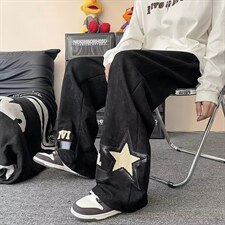 218-1-P43-UK18112新款时尚休闲鹿皮毛巾绣宽松裤，男装休闲裤，四季星座218-1