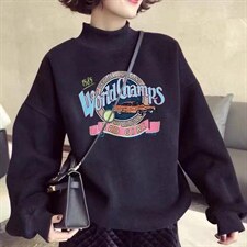 2021冬装新款韩版加绒加厚卫衣，女装卫衣/绒衫，依露奇