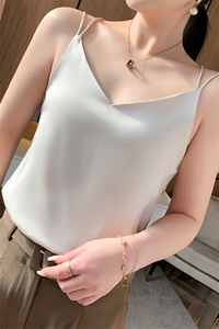 真丝吊带背心女内搭白色美背醋酸上衣缎面夏小西装桑蚕丝打底衫图片