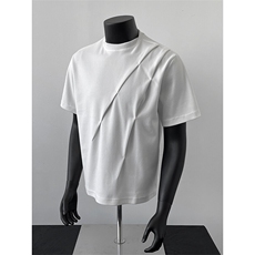 立体斜褶剪裁短袖男女夏宽松boxy版型百搭情侣半袖t恤T313/特P20，男装T恤，星座608A