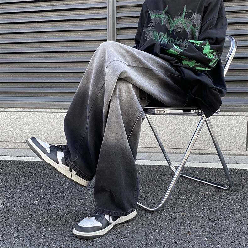 K90-P45新款秋冬渐变宽松ins潮休闲显瘦阔腿直筒,男装休闲裤,星座1501-1