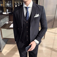 条纹男装西服套装礼服三件套修身商务W6388-P285，男装西服，星座1012
