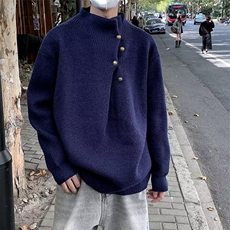 冬季侧扣高级感复古高领纽扣设计针织毛衣潮流百搭潮MZ747-P59，男装针织衫/毛衣，星座412-2