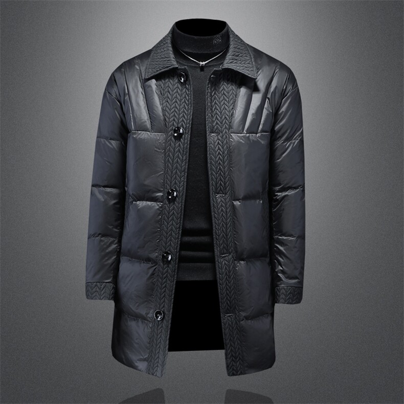 2023秋冬装中长款麦穗拼接羽绒服男图片