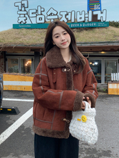 25冬装新款火焰复合皮袢金属扣袢皮毛一体女182A-8589P195K288，女装皮草，浙宝182A