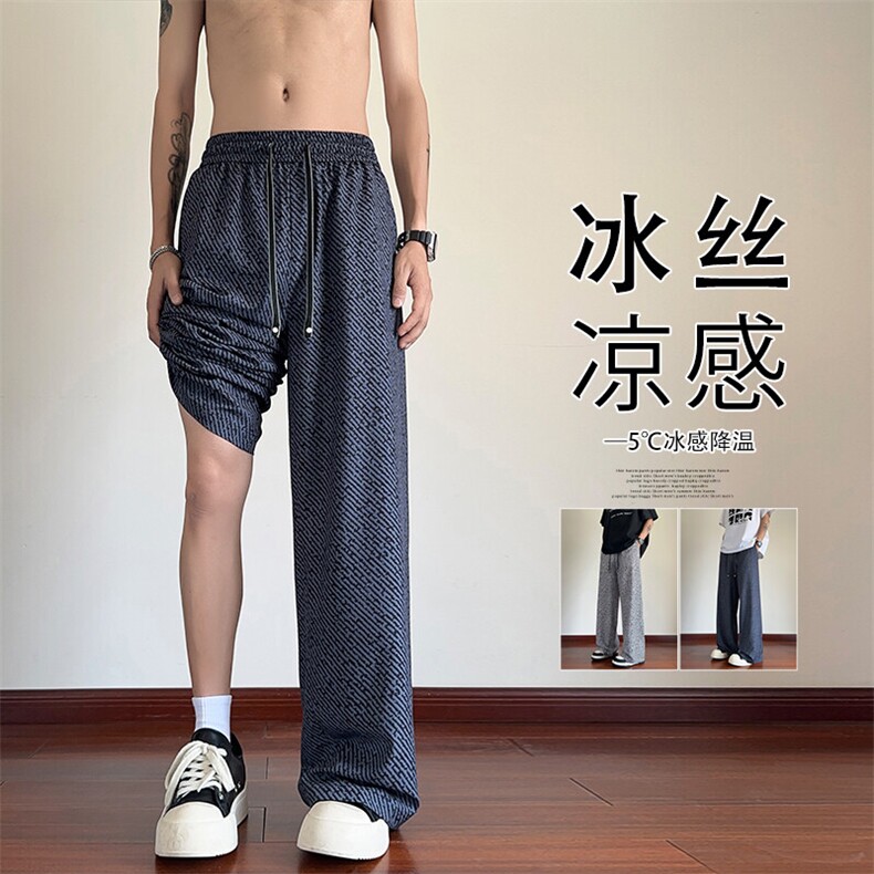 2025 夏季新款 内景四面弹斑马纹冰丝裤M-5XL HK25501-特P25图片