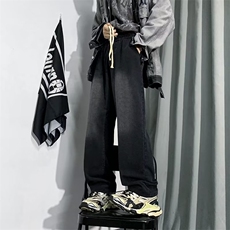 高街帅气牛仔裤男拼色韩版潮流2025秋冬新款ins宽松长裤K2896-P41，男装牛仔裤，星座412