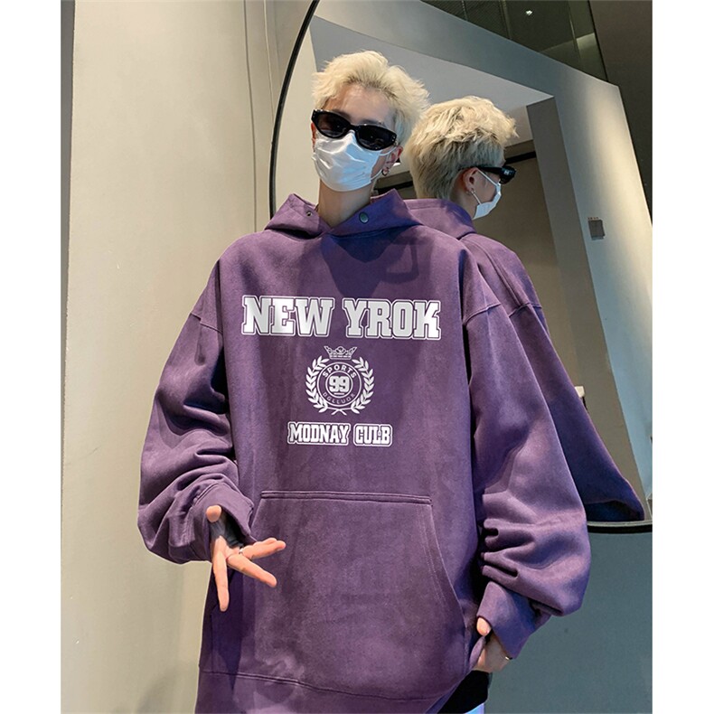 抖音得物供货提供视频秋冬重磅美式麂皮绒连帽卫衣JLM19,男装卫衣,电商A486