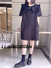 花边领连衣裙，女装连衣裙，LL+