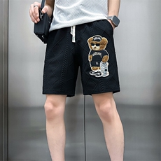 轻奢高级感休闲短裤男小熊刺绣痞帅社会小伙301C-DK18-P48控68，男装牛仔裤，星座301C（原B323）