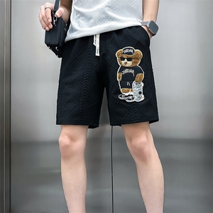 轻奢高级感休闲短裤男小熊刺绣痞帅社会小伙301C-DK18-P48控68图片