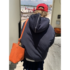 A552-P108牛角扣大毛领连帽棉服外套中长款派克服可拆卸毛领，男装棉衣，星座911