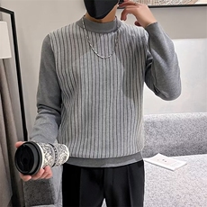 半高领毛衣男秋冬季条纹打底针织衫2024新男装上衣外套M842，男装针织衫/毛衣，星座1116A-2（原606A-1）