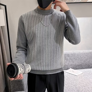 半高领毛衣男秋冬季条纹打底针织衫2024新男装上衣外套 M842图片