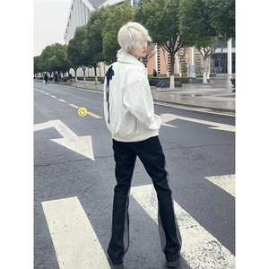 黑色纱网玫瑰花垫肩外套男潮月光白夹克cleanfit巴洛克西服 J05图片