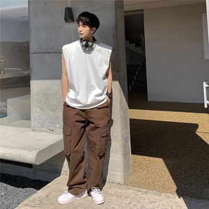 美式垫肩背心男大码四角星无袖短袖T恤男BX8764P25控39