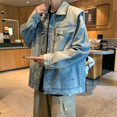 F681P60宽松型外穿时尚港风复古水洗直角垫肩牛仔夹克春秋，男装夹克，星座512-6