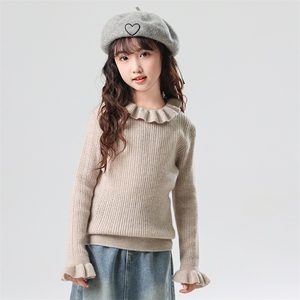 时尚可爱女童羊绒衫 高领花边设计 柔软舒适 保暖必备图片