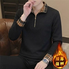 卫衣男加绒加厚保暖假两件T恤打底衫半拉链上衣格子，男装T恤，星座1602（原101B）