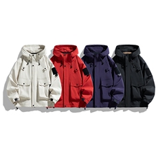 新款硬汉风户外夹克男连帽纯色上衣冲锋衣外套DSA157B-J2527-P65，男装夹克，电商A157B