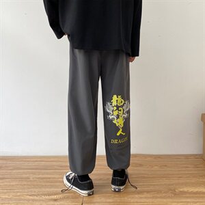 2021春秋款 白墙黑色2休闲宽松印花运动裤A061-K1855-P35加绒P45图片
