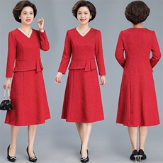 2025新款精品婚礼连衣裙庆结婚喜庆喜婆婆高端气质款A字裙子，女装大码女装，娇莉