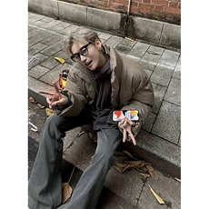 现货5W件冬季三防重磅硬挺boxy短款羽绒立领PU皮棉衣外套加厚棉服，男装棉衣，电商A486