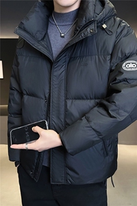 6086-m到3xL-P215标50店主风冬季男士休闲简约连帽修身羽绒服男图片