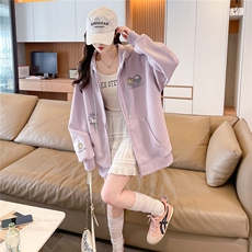 现货2026春秋季连帽外套女针织撞色可爱风学生休闲百搭外套，女装卫衣/绒衫，网红馆