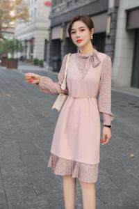 春装拼色连衣裙，女装连衣裙，千禧宏运