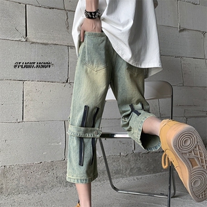 B221 美式ins高街设计感拉链直筒七分牛仔裤 LK23071-P55 控78图片