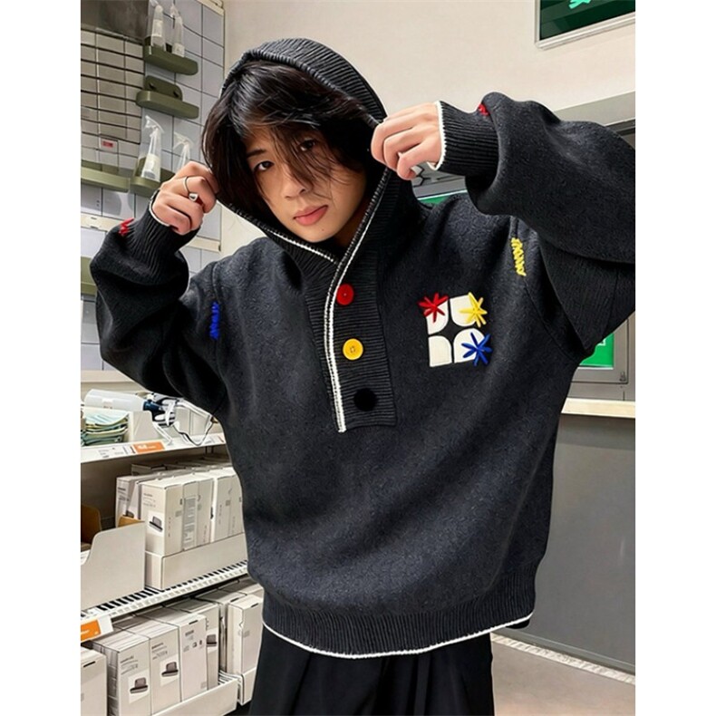 高质量连帽刺绣百花绒毛衣针织衫套头ME32,男装针织衫/毛衣,星座1116A（原606A-3）