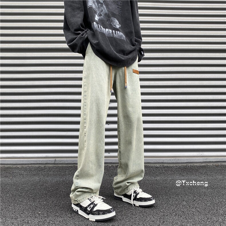 品质休闲牛仔裤男贴标长裤vibe高街百搭裤子B315-K5550-P45控58图片