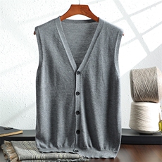 秋冬季羊毛休闲百搭同款男款36支精纺丝光毛V开马甲男装，男装背心/马甲，朝思羊绒