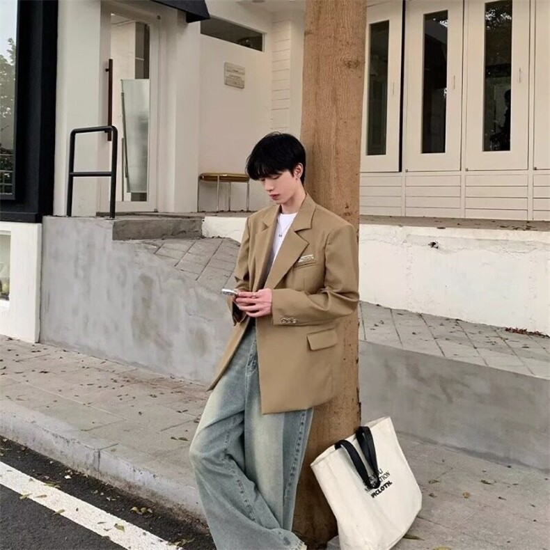 青少年小众设计感垫肩西服外套男女款韩版宽松金属装饰休闲西装,男装西服,星座506A