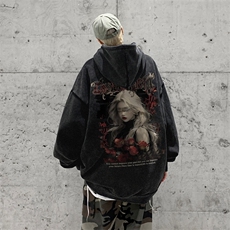 美式重磅水洗复古连帽卫衣潮流大码潮牌做旧XZ517A-BK6676-P68，男装卫衣，星座517A