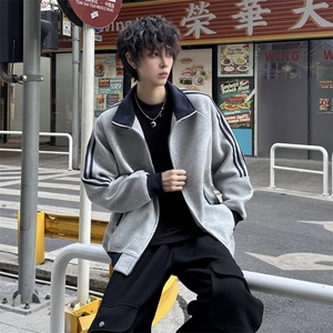 抖音得物高品质 美式高街重磅结构设计拼接织带立领卫衣外套 CM42图片