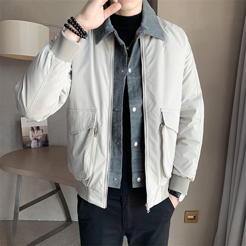 2025冬季店主风高级感假两件工装休闲宽松棉服外套男M957-P145图片