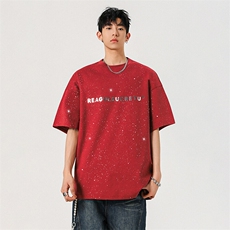 2025夏季250克高品质满天星亮片短袖金属字母设计MT9163-P33控58，男装T恤，星座508（原C305）