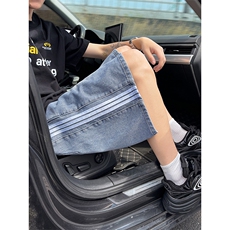 夏季条纹牛仔短裤男水洗潮牌宽松五分裤子-A2053TP38控68，男装牛仔裤，电商B241