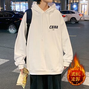 WY2248-P35 加绒款-P40 纯棉连帽卫衣男大码运动帽衫宽松薄外套男图片