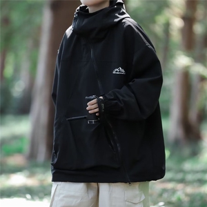 山系户外防水冲锋衣外套男女秋季新款斜拉链登山夹克美式-WT928图片