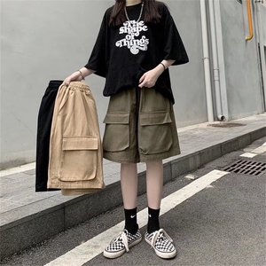 夏季2022新款高腰工装短裤宽松五分裤女直筒DK31P42图片