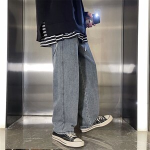 牛仔男宽松直筒韩版潮流百搭裤子潮牌阔脚休闲长裤A080-9239-P35,男装休闲裤,电商A080