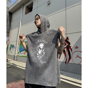 麂皮绒连帽背心坎肩男T恤美式港风JLB420-P30控48图片